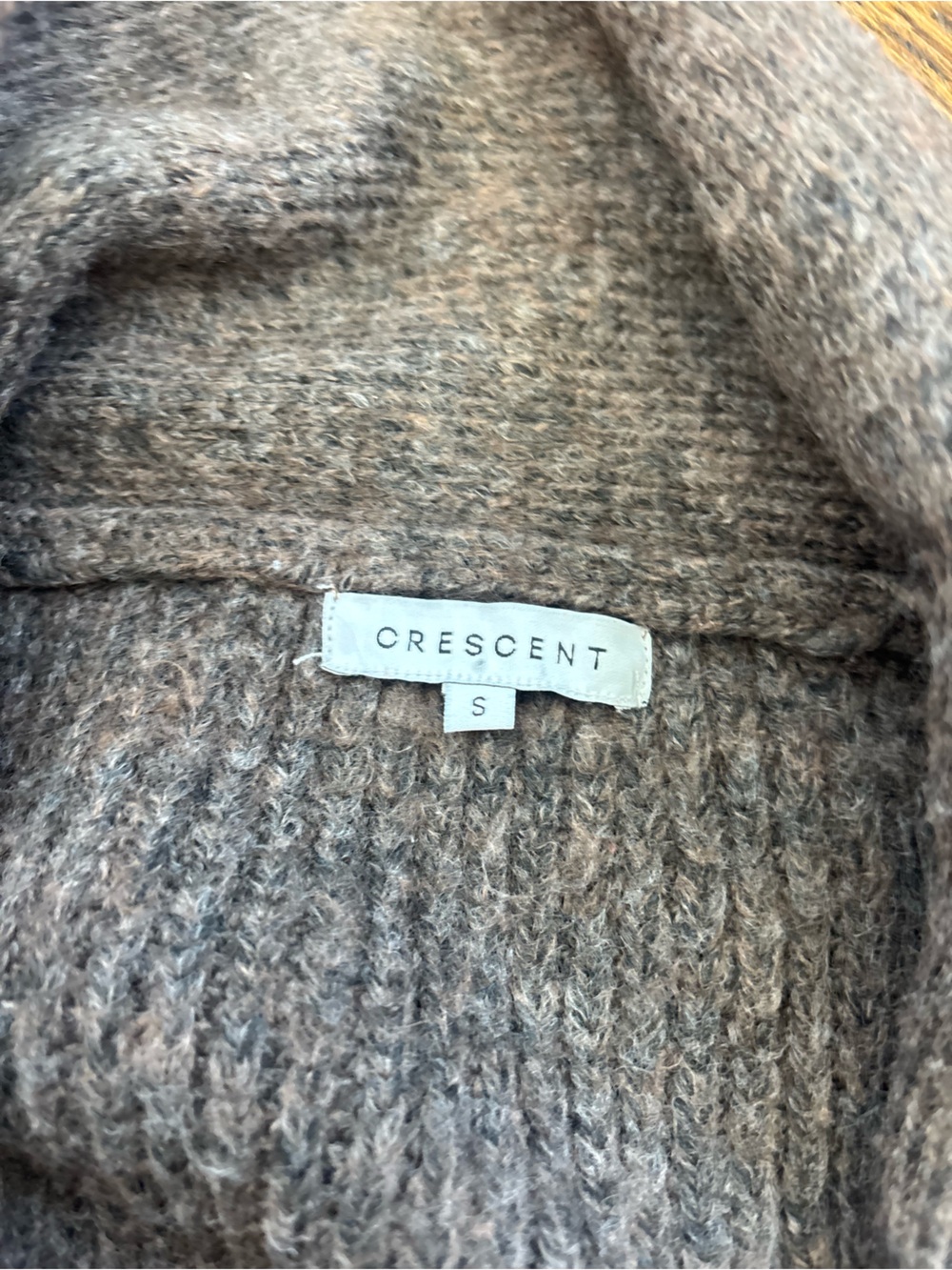 Crescent Wool Ribbed Button-Front Cardigan in Brown - Picture 3 of 3